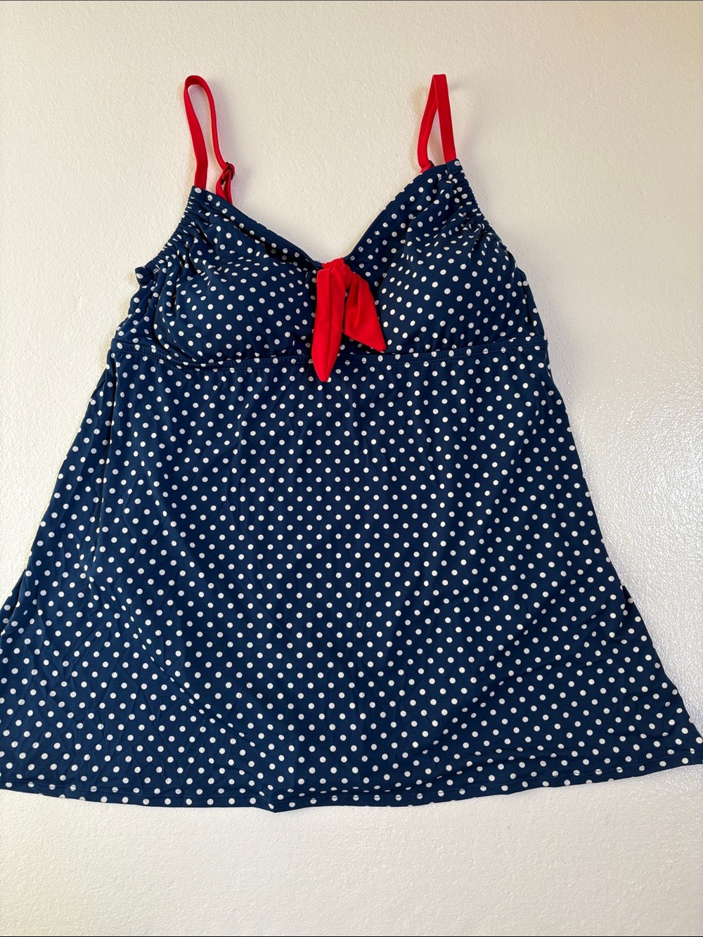 NWOT Catalina Patriotic Navy Polka Dot. Comfortable One-Piece Swim Dress Size 3x